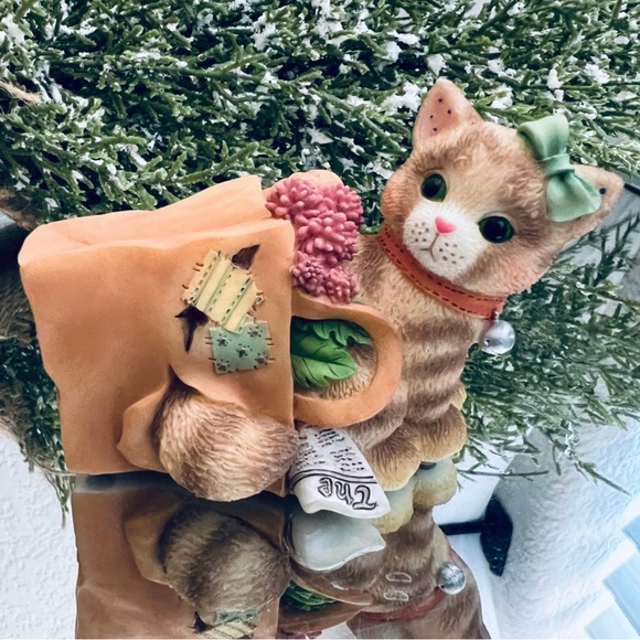 🐱Vtg Calico Kittens Enesco 1998 Happiness Doesn't Fit In A Shopping Bag 488631 - Picture 6 of 13